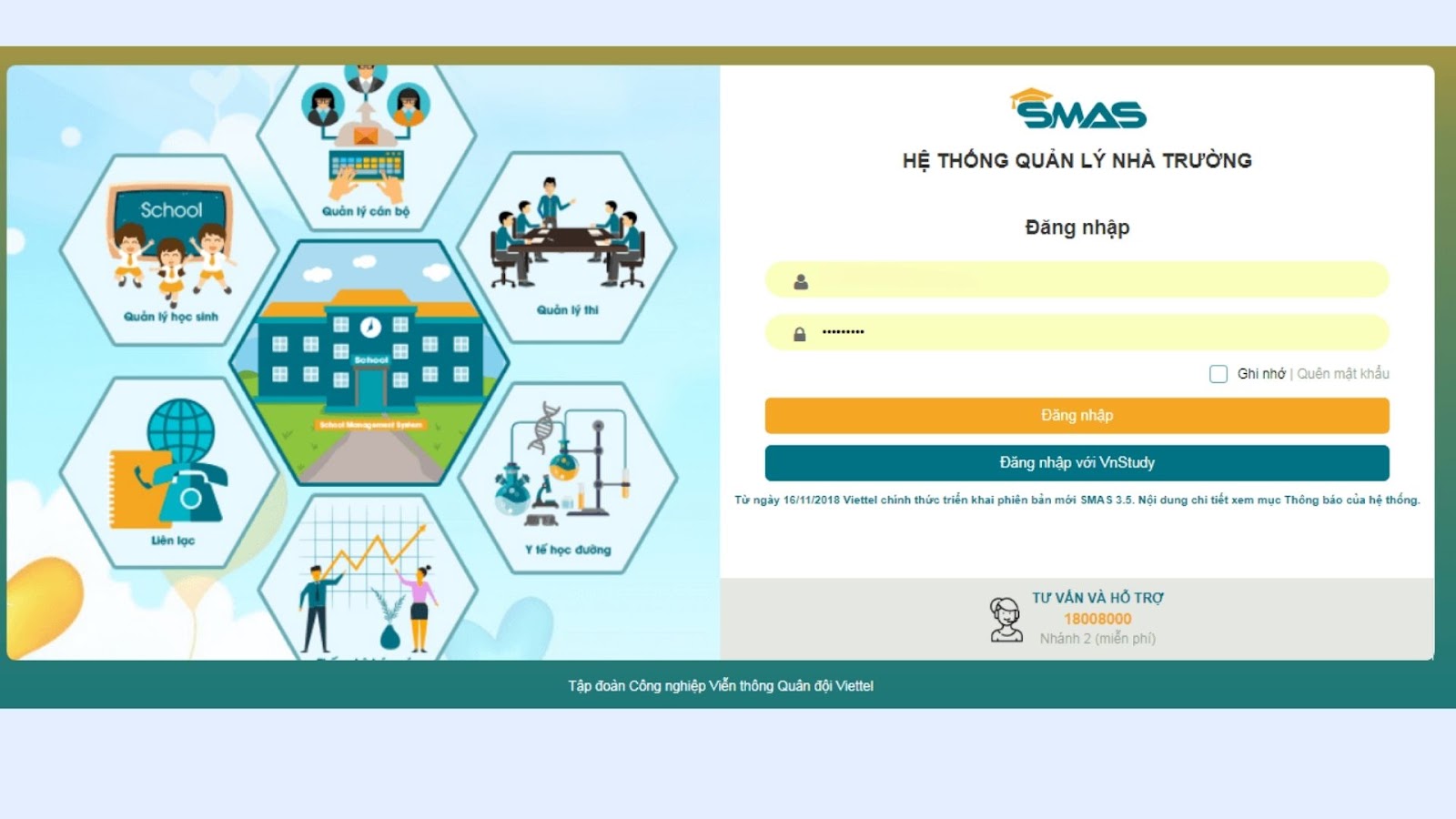 Phần mềm quản lý nhà trường SMAS (Viettel) Phần mềm quản lý nhà trường SMAS (Viettel)
