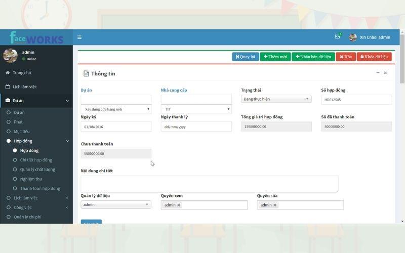 Phần mềm quản lý Faceworks Phần mềm quản lý Faceworks